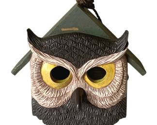 208 - Wood Owl Bird House - 10 x 4 x 8.5