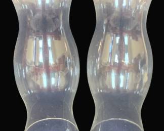 749 - 2 Glass Hurricane Globes - 14" Tall