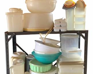 913 - 2 Shelf Lot of Plastic Containers