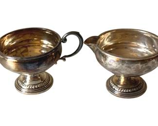 296 - Sterling Silver Cream & Sugar - 2.5" Tall