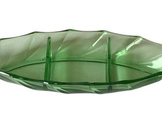 218 - Heisey Moongleam Twist Divided Tray (Description): 13 x 4.5 x 1.5