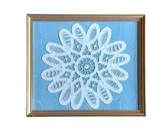 169 - Framed Lace Doily - 15 x 13.5