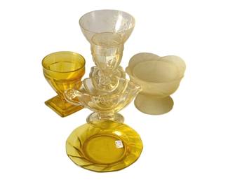 215 - 2 Heisey Marigold Twist Glass & Etc