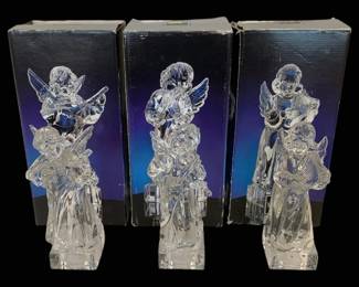 1019 - 3 Mikasa Crystal Angels w/ Boxes - 9" Tall