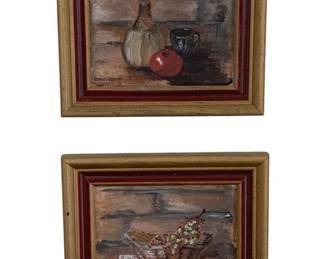 2007 - 2 Framed Canvas Paintings - Signed - 5.5 x 6.5