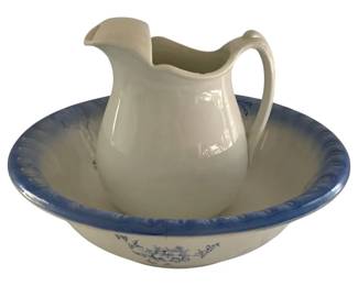 563 - Alba China Pitcher & Bowl Set - 16 x 10 (Description): As Is/Cracked