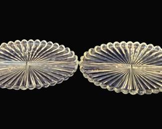 713 - 2 Heisey Crystollite Celery & Relish Trays (Description): 13 x 8