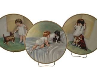 515 - 3 Bessie Pease Gutman Plates w/ Stand - 8.5"