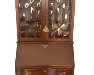 572 - Chippendale Bookcase Top Secretary (Description): 30 x 78 x 16, mahogany, claw foot, bubble  glass