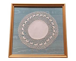 69 - Framed Lace Doily  - 15 x 15