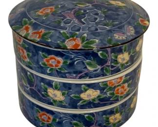 1021 - Oriental 3 Part Ceramic Dish - 6.5 x 6 (Description): As is/Chipped