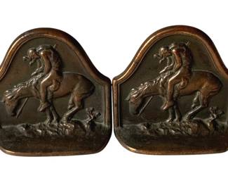 158 - The Last Trail Bronze Bookends - 5 x 5 x 2