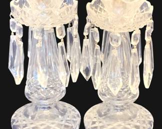 670 - Pair Waterford Prism Lismore Candlesticks (Description): 5 1/4" Tall