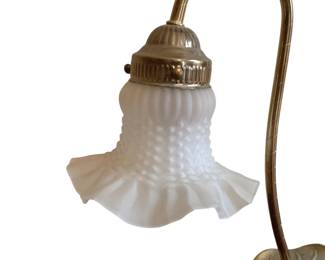 88 - Brass Leaf Base Lamp - 15" Tall (Description): Used as-is electric/electronic/mechanical  item - no guarantee all components, untested.