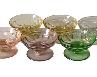 193 - Heisey Almond Nut Dishes - 1.5 x 2 3/4 (Description): Sahara, Hawthorne, Moon Gleam & Flamingo  Colors