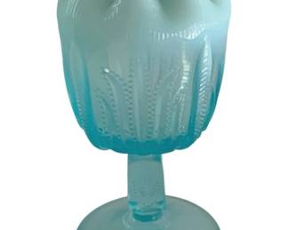 630 - Opalescent Blue Compote Vase - 6" Tall