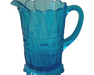 324 - Kemple Blue Lace & Dewdrop Pitcher (Description): 8" Tall