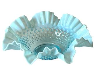 497 - Fenton Opalescent Blue Hobnail Bowl
