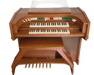 552 - Allen Electric Organ w/ Bench (Description): 44 x 29 x 46 42 x 14 x 22 Used as-is electric/electronic/mechanical  item - no guarantee all components, untested.