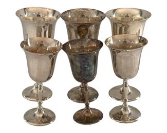 513 - 6 Silver Plated Goblets - 5.5", 7.5"