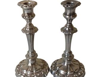 291 - Pair Silver Plated Candleholders - 9 1/4" Tall