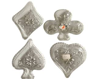 192 - Sandwich Glass Bridge Ashtray Set - 4 x 3