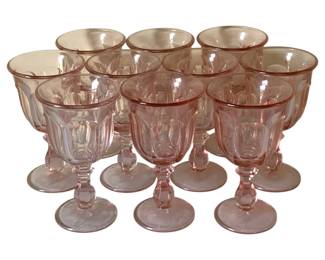 350 - 10 Imperial Pink Goblets by Lenox (Description): 6.5" Tall