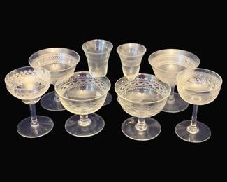 773 - 8 Vintage Etched Stemware