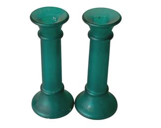 322 - Pair Glass Candleholders - 7" Tall