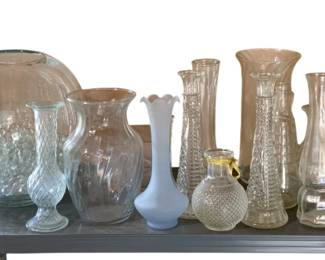 871 - Shelf of Glass Vases & More