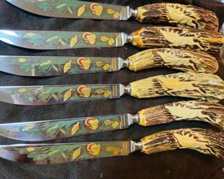 German staghorn handle steak knives