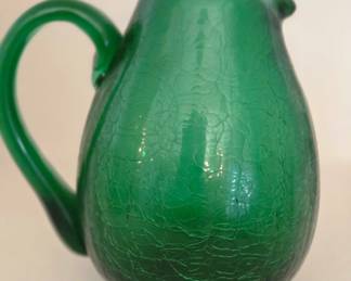Miniature crackle glass pitcher 