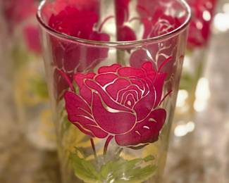 1950s Red Rose drinking glasses 