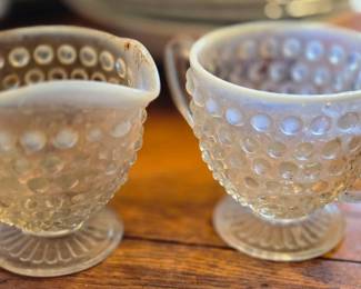 Fenton hobnail creamer and sugar 