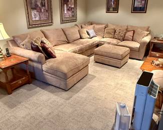 Beautiful Microsuede Sectional Sofa with Chaise and Ottoman  in Great Condition 