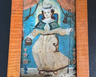 Antique Mexican painting of the Santo Nino de Atocha.
