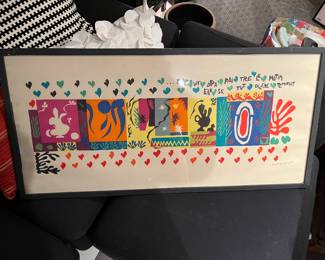 Vintage framed  lithograph print of the artwork "Les Mille et Une Nuits" (The Thousand and One Nights) by artist Henri Matisse.