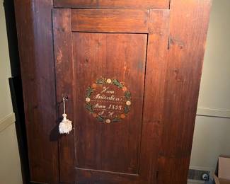 19th-century German folk art painted cabinet.