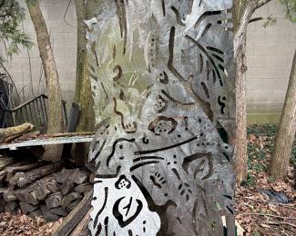 Metal yard sculpture.