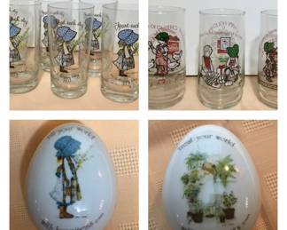 Vintage HOLLY HOBBIE Drinking Glasses  Trinket Pots
