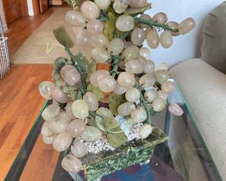 Vintage Chinese pink quartz and jade grape bonsai tree (10” tall) $63.75 + tax