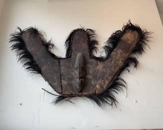Large Vintage African Marka Style "W" Plank Mask with Feathers (26” x 38”) $552.50 + tax