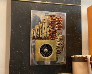 Paul Evan’s brutalist sculpture mounted on canvas (28” x 22”)