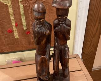 Hand carved Haitian wood man and woman sculptures (15” tall) $63.75 + tax