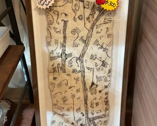 Celement designs bark cloth framed (15” x 28”) $255 + tax