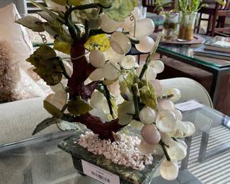 Vintage Chinese pink quartz and jade grape bonsai tree (10” tall) $63.75 + tax