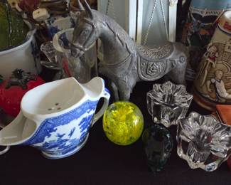 Blue willow shave mug; & more