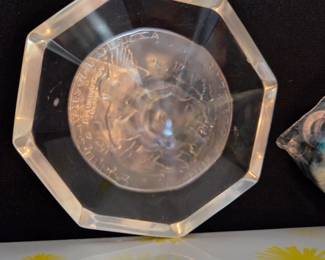 Silver dollar coin in acrylic 