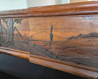 Vintage Hand carved wood panels from sideboard
