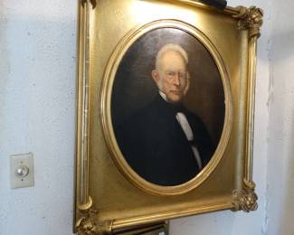 One of a Pair of Original Oil on Canvas Portraits of Sea Capt. amos Holloway and wife  in Original andUn touched frames attrb to william mathew Prior of Portland Maine dated 1840